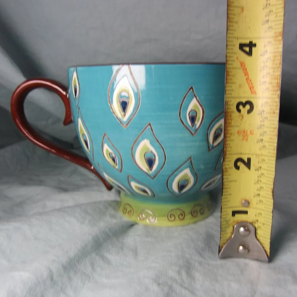 *BOGO mugs* 18 oz mug peacock feather design pier 1 (w2501)